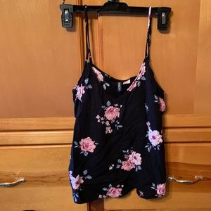 H&M divided black and pink floral tank size 6